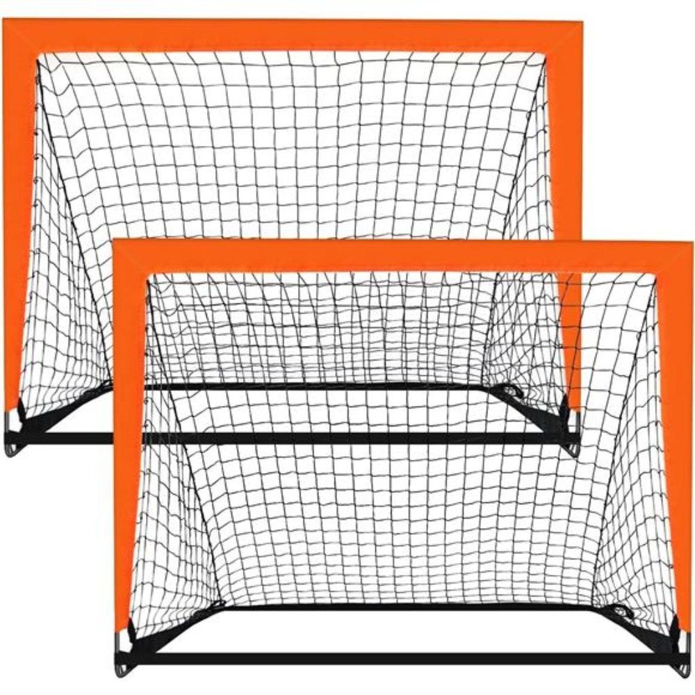 2 Pack 4’ x 3’ Size Portable Kid Soccer Goals Pop Up Soccer Goals, Orange